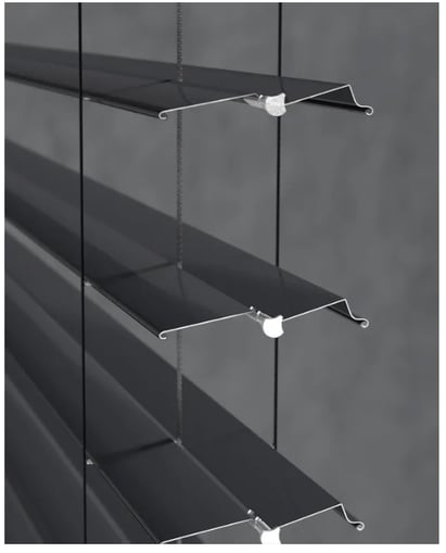 a black and white blinds with a black blind blind