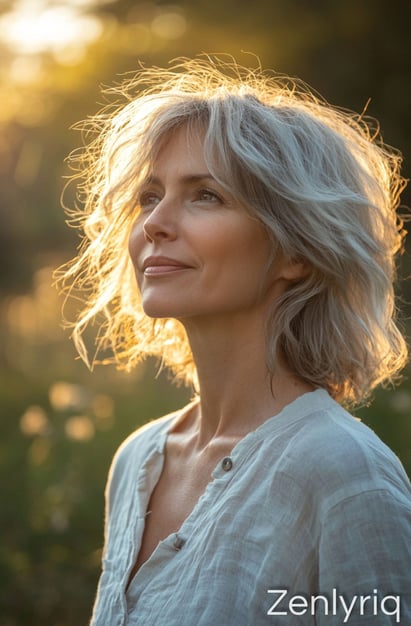  confident woman with silver hair, standing strong with supported joints