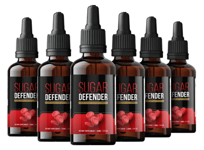 A bottle of Sugar Defender with key ingredients highlighted