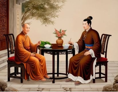 Trần Đạo Tái ngồi ăn cùng Thượng hoàng trần nhân tông