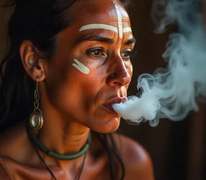 Ritual de Tabaco, mujer fumando.