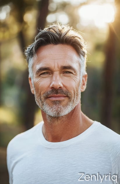 fit middle-aged man smiling in sunlight, showing the benefits of joint support for active adults