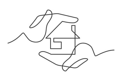 Drawing of two hands holding a house