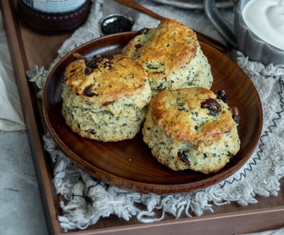 plate of fruit scones made with whey