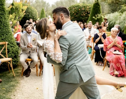 Editorial fine art wedding final kiss in South of France