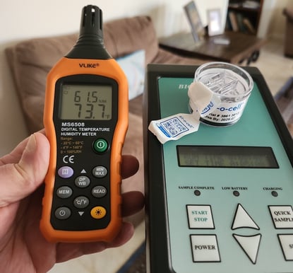 Mold testing equipment in use during home inspection
