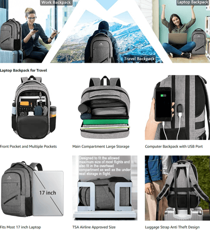 Carry-on Backpack for laptop and usb charging