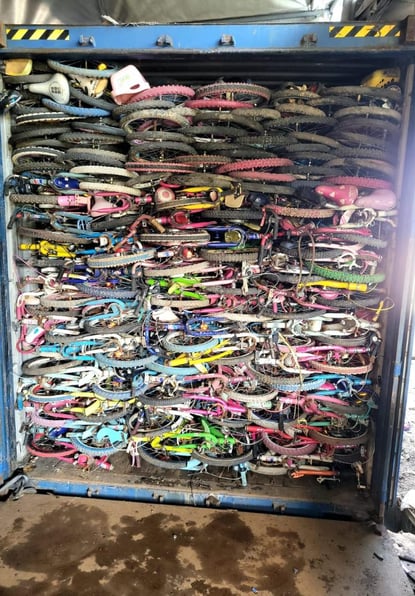 used bicycles loaded in a container for export to Afghanistan by MAJ Trading Co Ltd