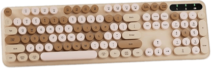 Wireless Keyboard and Mouse Combo, Round Keycaps, Full-Size Retro Typewriter Keyboard