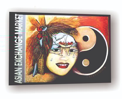 Asian Exchange Market Yin Yan Symbol Art Women Portrait