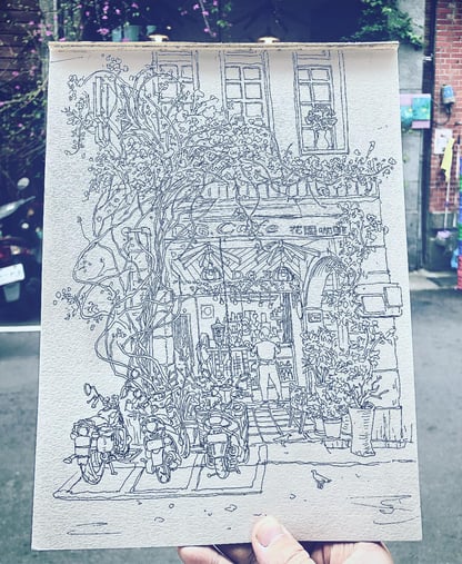 City Sketch by artist Evgeny Bondarenko in Taipei