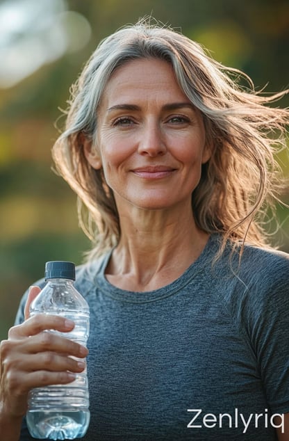 fit woman holding water bottle, symbolizing gut health