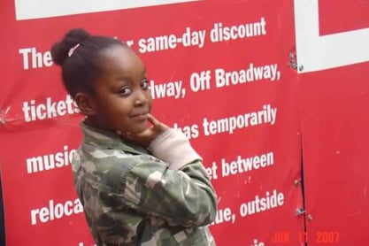 Image of 6 year old Valicia Carmen attending the original Broadway production of The Color Purple