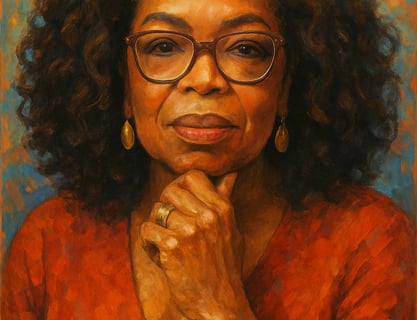 Portrait of Oprah Winfrey symbolizing emotional strength and personal transformation