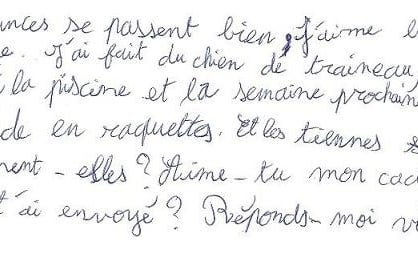 écriture d'une fille de 10 ans avant la graphothérapie