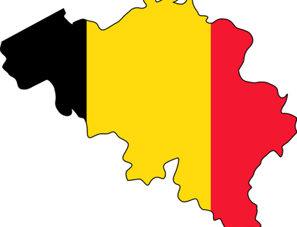 Country map of Belgium with the flag colours