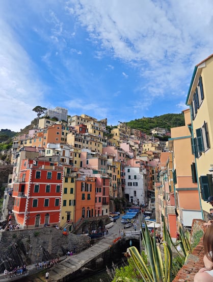 Colourful houses in Riomaggiore Italy with harbour