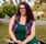 Self portrait, purple hair, smiling, green dress, purple vest