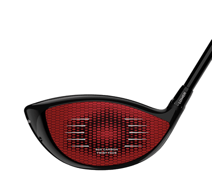 TaylorMade Stealth 2 HD driver's face, showcasing the 60X Carbon Twist Face design and lower center.