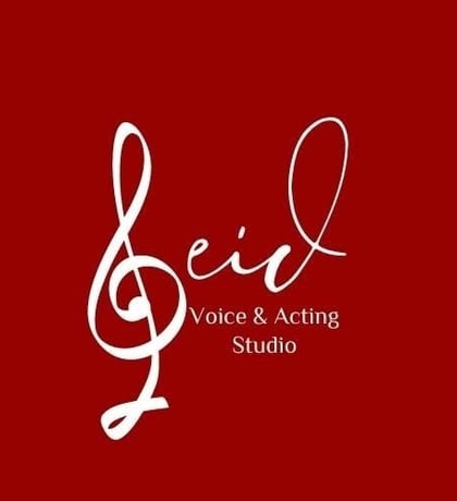 a red and white logo for a music studio for Kristal Seid