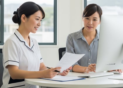 Discussion on Nursing career consulting in front of PC