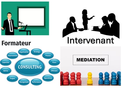 Présentation d'intervention, choix de médiation, plan de consulting, homme qui présente formation