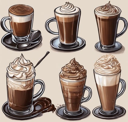 Six tasses de moka différentes