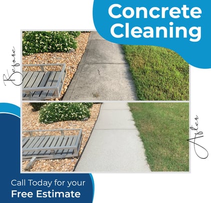 before and after photo of pressure washing in centerville, ohio