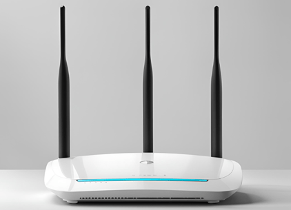 white wifi router with three black antennas