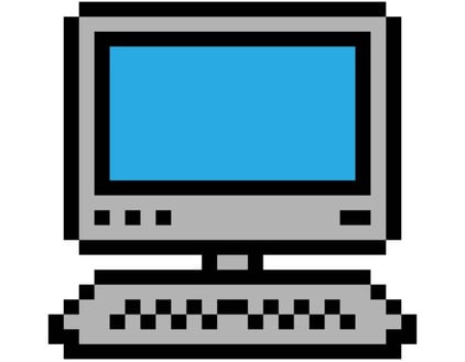 a computer monitor monitor with a computer monitor and keyboard