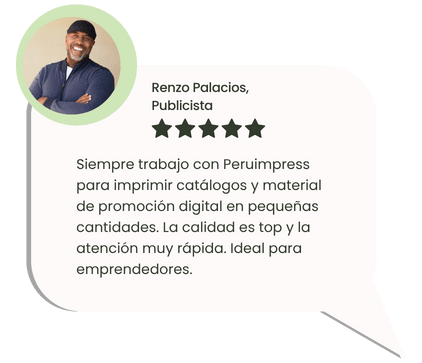 Testimonio de emprendedor sobre impresión digital de catálogos y piezas promocionales en Peruimpress