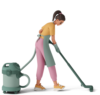 Professionnelle du nettoyage avec un aspirateur