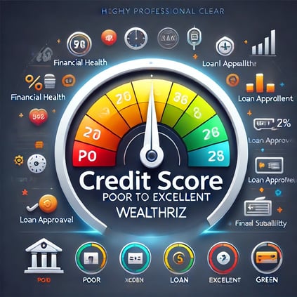 Professional credit score illustration showing ranges from Poor to Excellent , credit card score