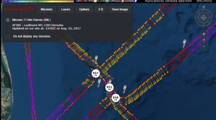 Hurricane City screenshot showing path of Hurricane Hunters during storm in 2021