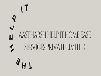 logo on a muted beige background featuring the text “THE HELP IT” arranged in a semicircle on the le