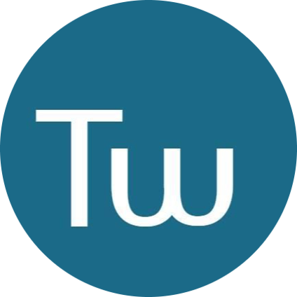 a blue button with the word tw on it depicting TrendingWallah Logo