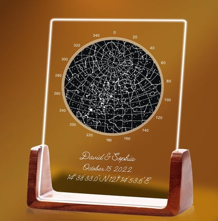 plaque personnalisée d'une carte étoiles cadeaux couples homme femme