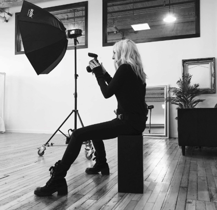 canadian artist & photographer Tanya Smith in studio capturing photos