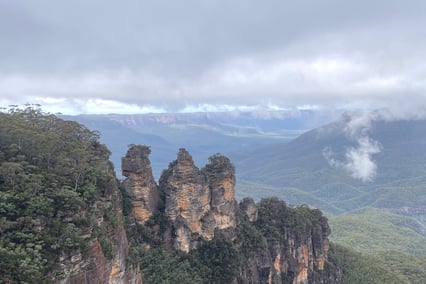 mountain formation undera cloudy sky