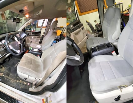 Interior Detailing Image “Deep interior car detailing with steam cleaning and vacuuming of seats"