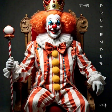 a clown clown sitting in a chair with a baseball bat