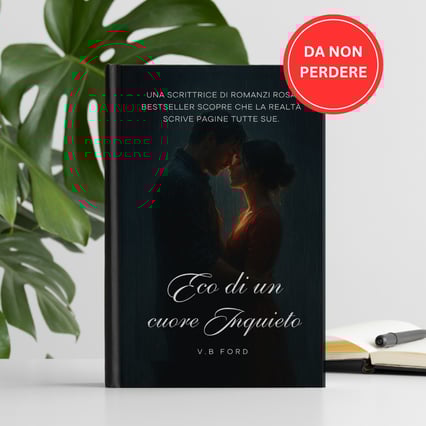 Il romanzo rosa Not the Beginning, Not the End di V.B. Ford in esposizione, con una copertina intens