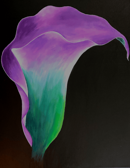 Purple Cala Lily Painting, Floral Art