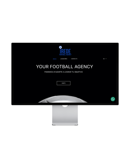 Pantallazo de la pagina de inicio de una web de una agencia de fútbol