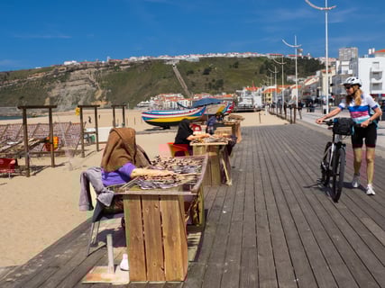 Drying fresh catch of the day. Nazare, Portugal