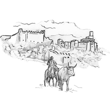 a man riding a horse drawn in a sketch Logo 