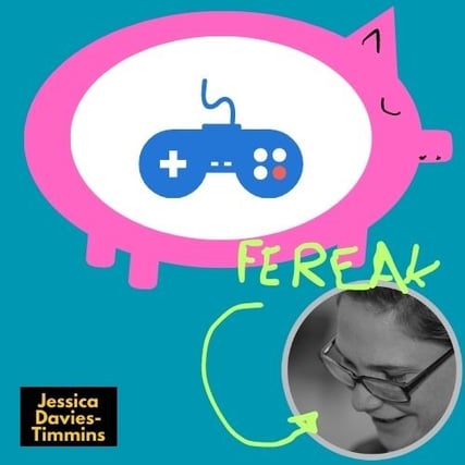 Piggy bank and game controller.