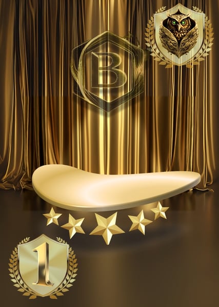 golden podium platform with luxurious golden curtain backdrop for ranking top 1