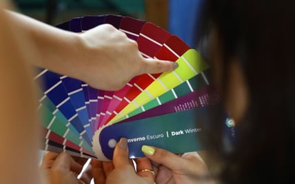Consultoria mostrando a cartela de cores
