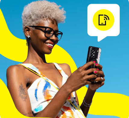 Black woman texting